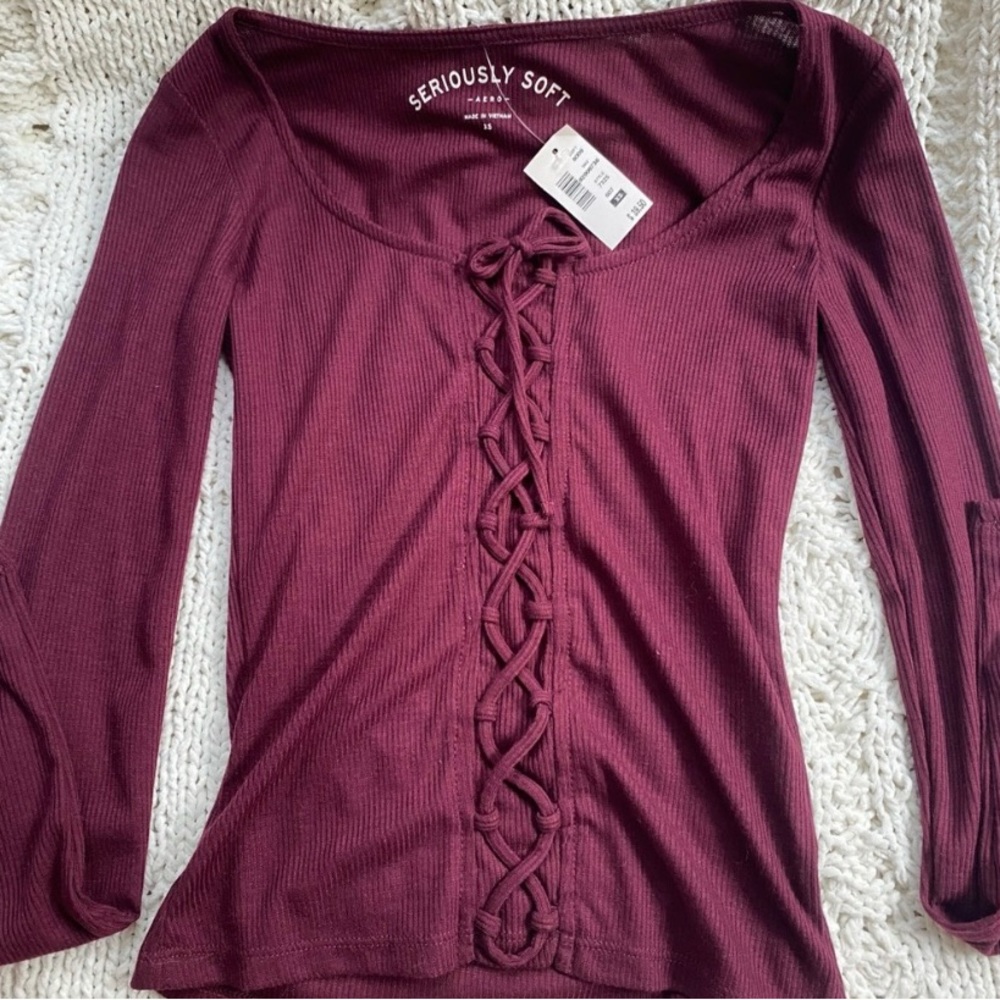 Aeropostale Ribbed Laced Top